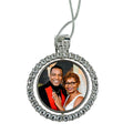 Round pendant with a photo of a couple on a white background